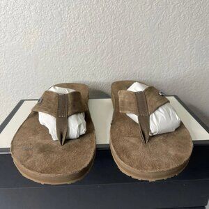 Oakley Brown Suede Flip Flop Thong Sandals Slip On Men's Size 14